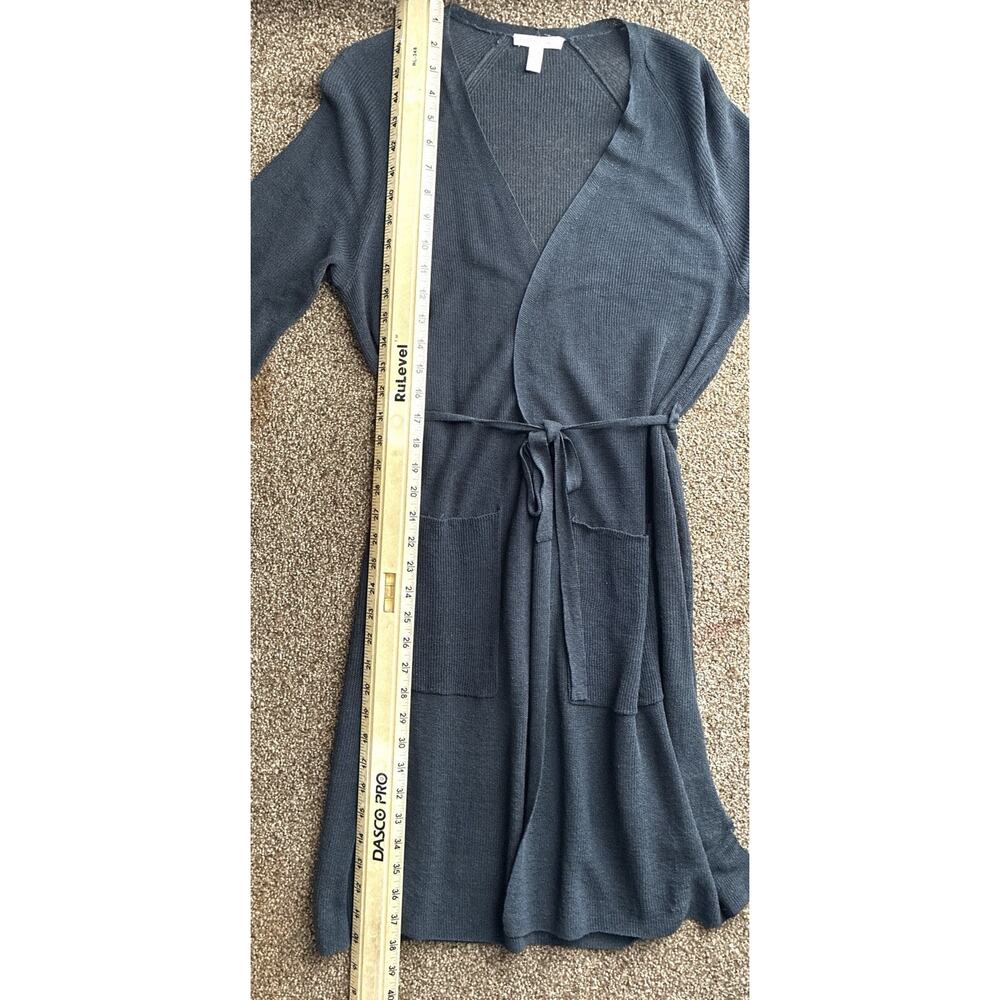 Eileen Fisher Oversized Sz XXS Open Belted Brown Organic Linen Pockets Duster - Picture 11 of 11